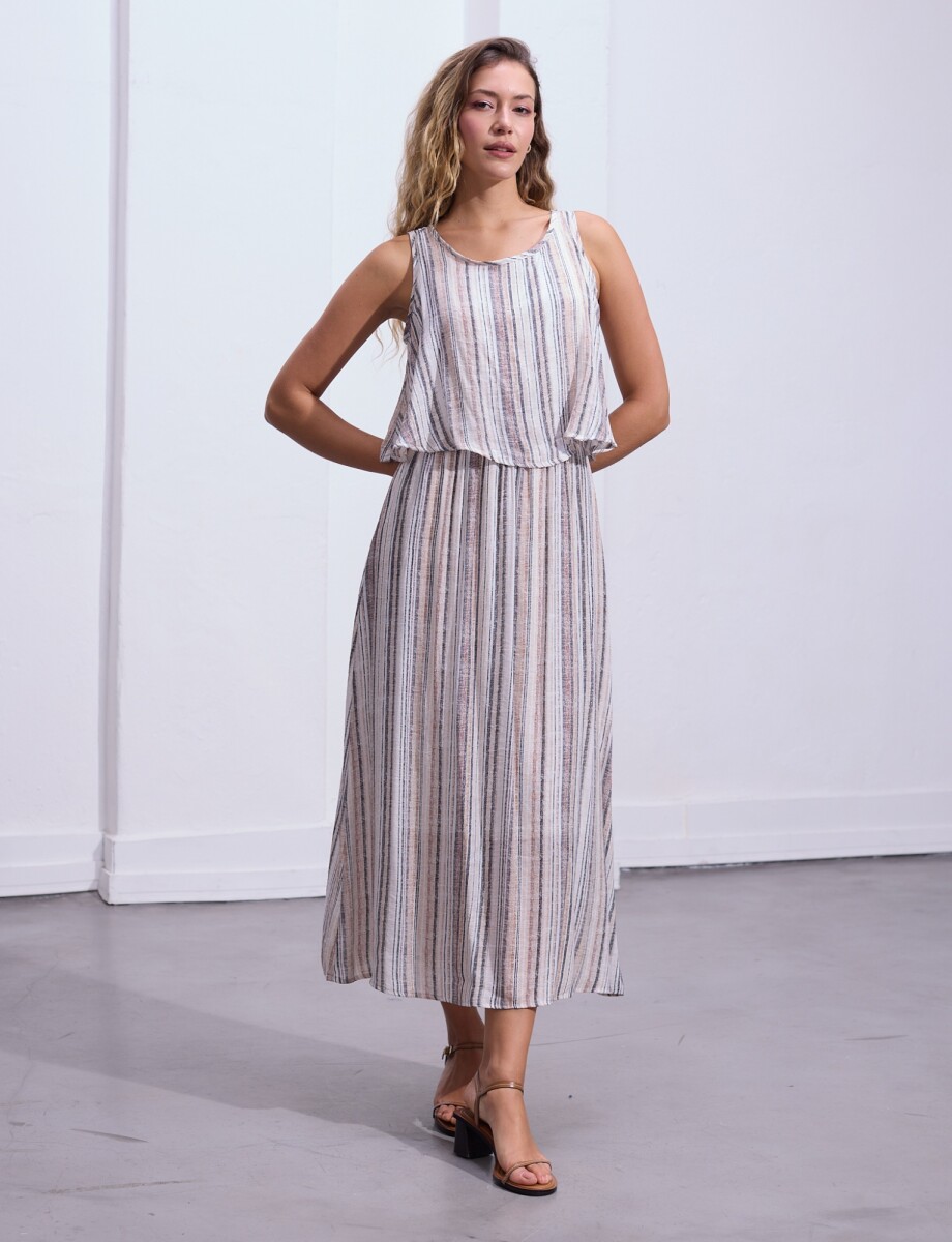 Vestido Maxi Printed - Multi/beige 
