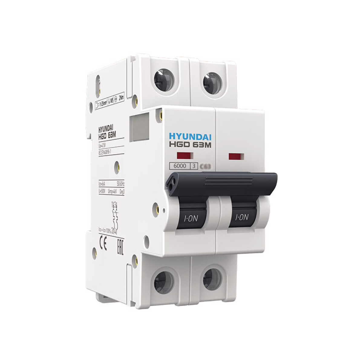 Llave térmica HGD63M din 2P 50A 6kA - HY1650M 