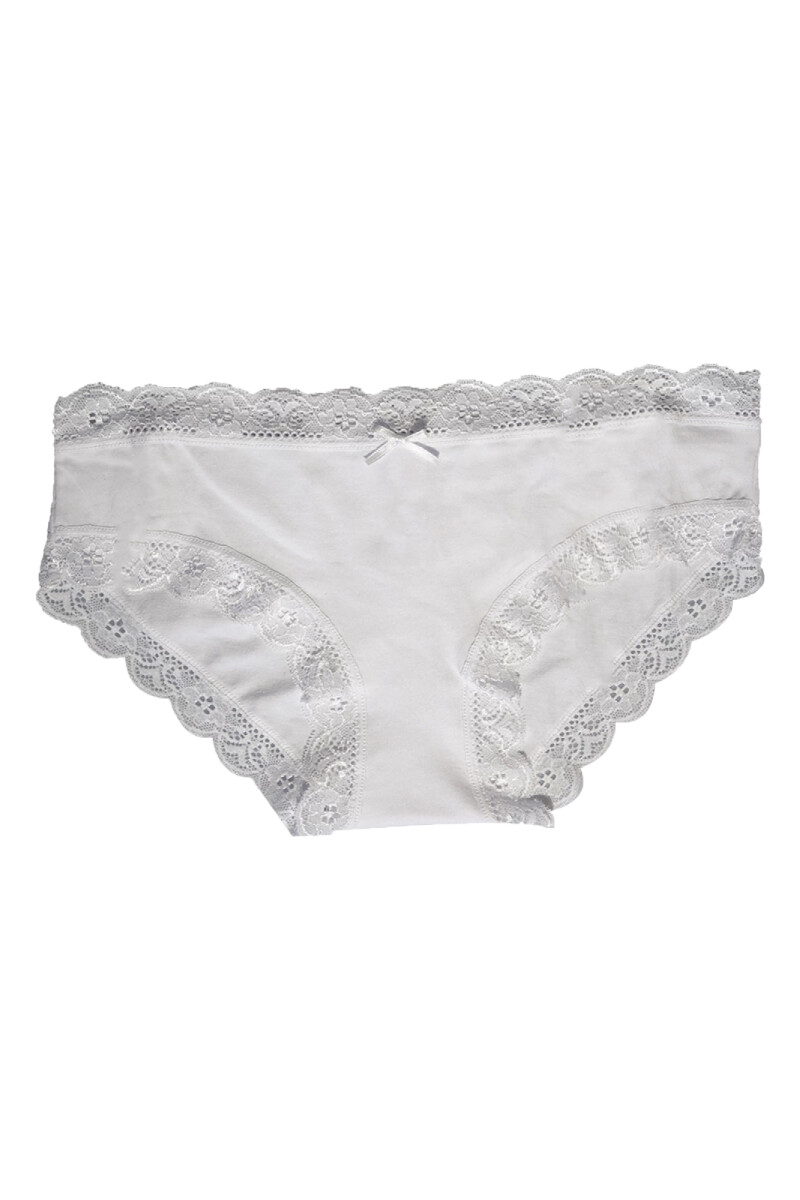 Bombacha culotte de algodón con encaje - color blanco 