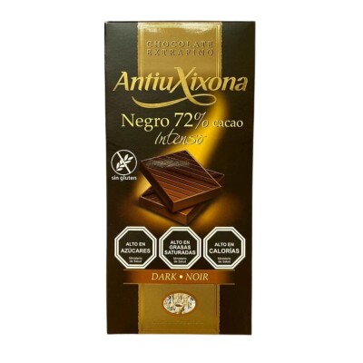 Chocolate negro 72% cacao s/gluten AntiuXixona Chocolate Antiuxixona Negro 72