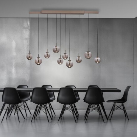 Colgante led extensible motorizado 70w 10 luces cristal ámbar a control remoto, Bronce Colgante led extensible motorizado 70w 10 luces cristal ámbar a control remoto, Bronce
