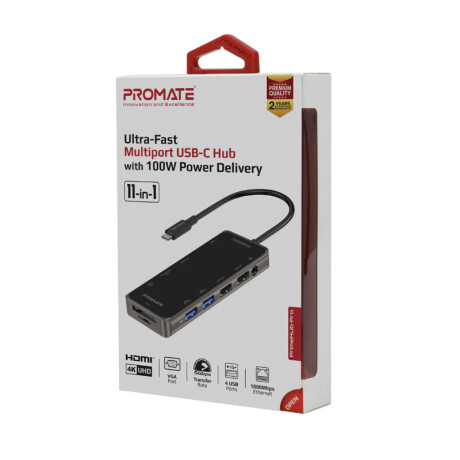PROMATE PRIMEHUB-MINI HUB USB-C 110W/PD/HDMI/LAN/3USB 3.0/SD 5934