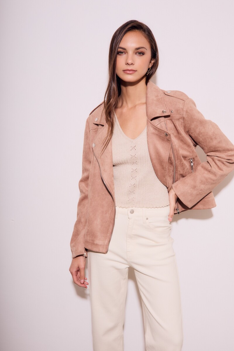 Campera Gamuza Cuero Vegano Mocha