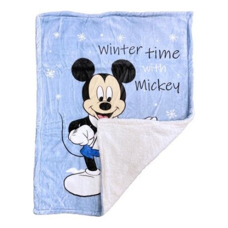 Frazada infantil en franela y corderito 75x100cm Mickey