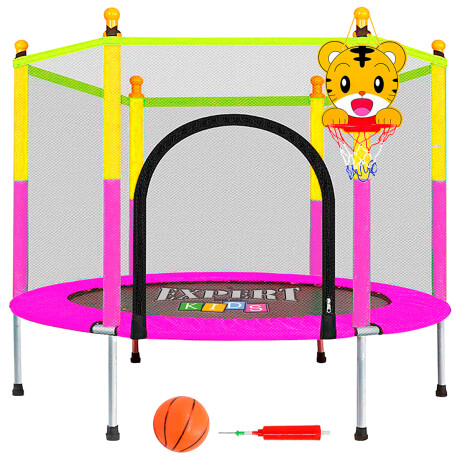 Cama Elástica Trampolín 1.40 + Cobertor + Red + Tablero Basket + Pelota + Inflador Rosa