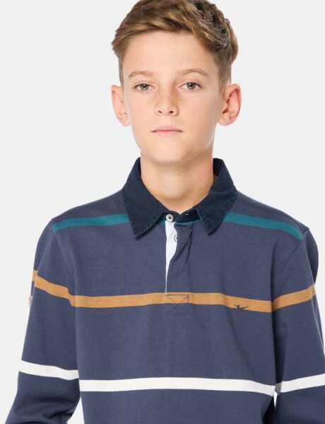 REMERA POLO RAYADA Azul