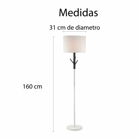 Lámpara De Pie Perchero Pantalla Tela Metal Moderna Blanco