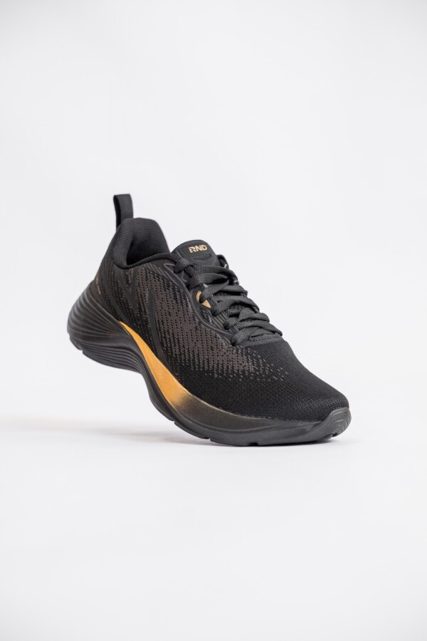 Calzado Deportivo. Negro con Dorado.