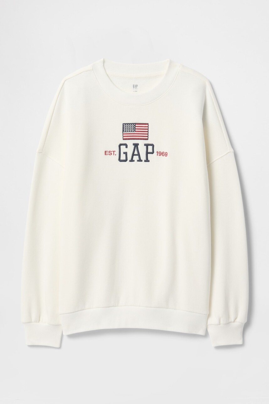 Buzo Deportivo Logo Gap Niña New Off White Opt1