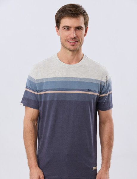 REMERA RAYADA DE ALGODÓN Azul
