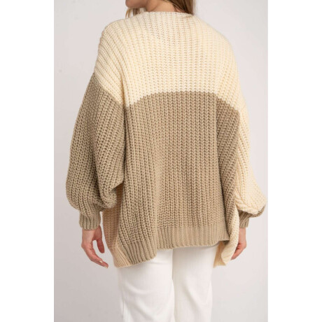 Cardigan Combinado Algodón Nacar