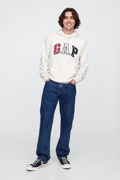 Buzo Canguro Logo Gap Sin Felpa Hombre Pale Grey Heather Bc01