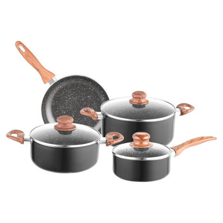 Juego de Batería Antiadherente Cocina 7P c/Tapa Selecta Plus Negro