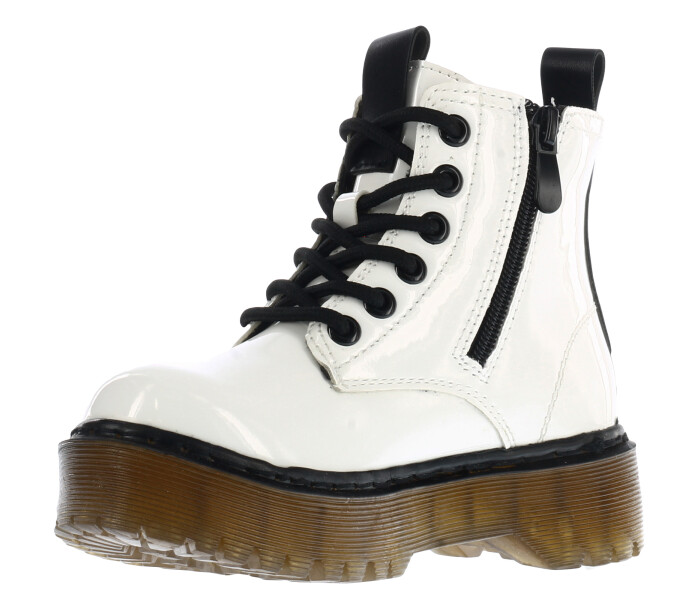 Bota JULIET con elastico y cierre lateral White Patent