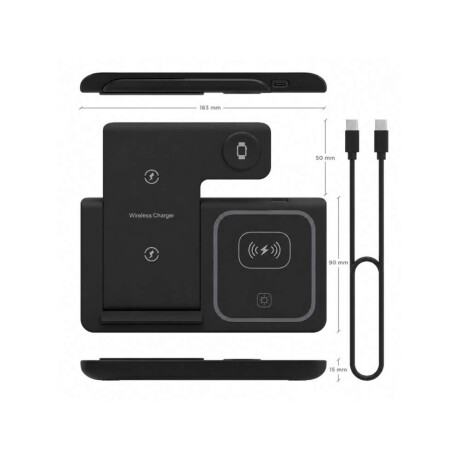 Cargador Inalámbrico 3 En 1 (plegable) Color Negro