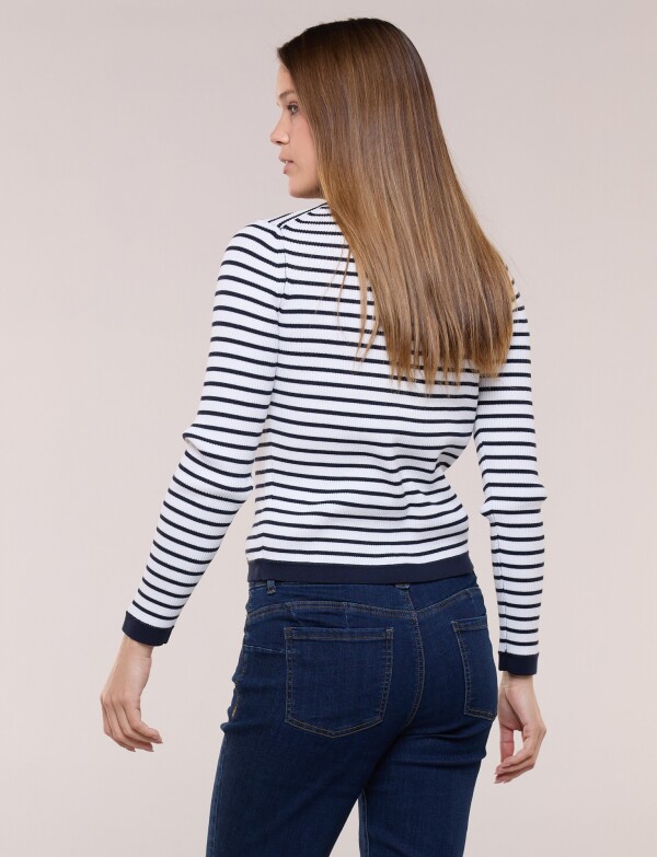 Cardigan Marinero Con Cuello Polo BLANCO/AZUL