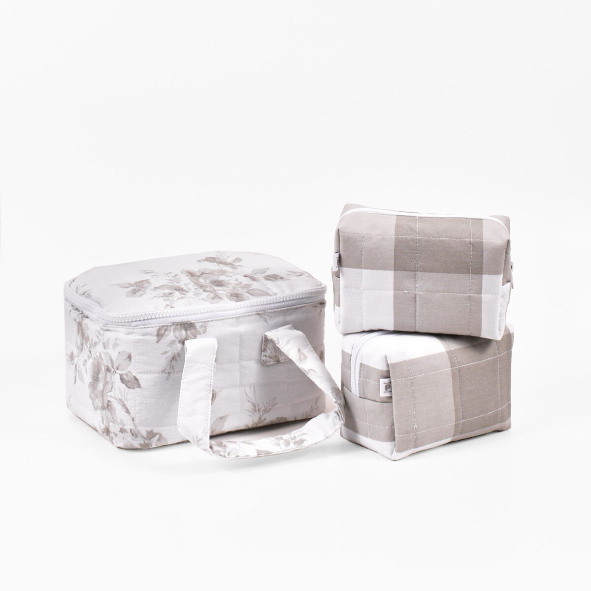 Set x3 Necessaires Chiara Colección Amelia - Rosas Beige 