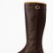 Bota cuero caña larga suela de goma Marron oscuro