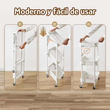 Carro Plegable Organizador Multiuso 3 Estantes Con Ruedas Rosa
