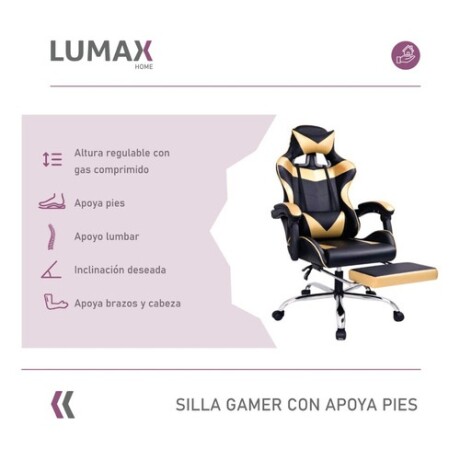 Silla Gamer Lumax Modelo ROM con Apoyapies Amarillo