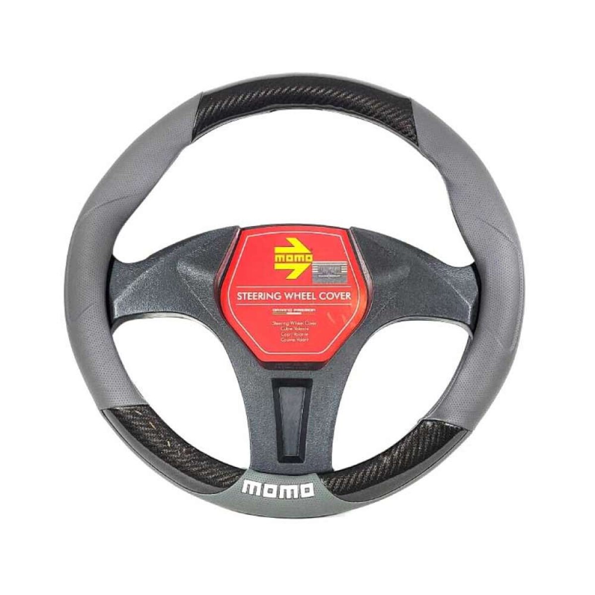 Cubrevolante Momo Auto - Negro Y Gris Deportivo 