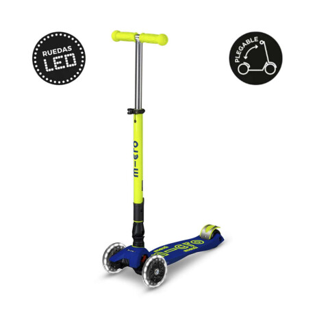 Monopatín Micro Maxi Plegable Neón LED Ajustable con 3 Ruedas Amarillo