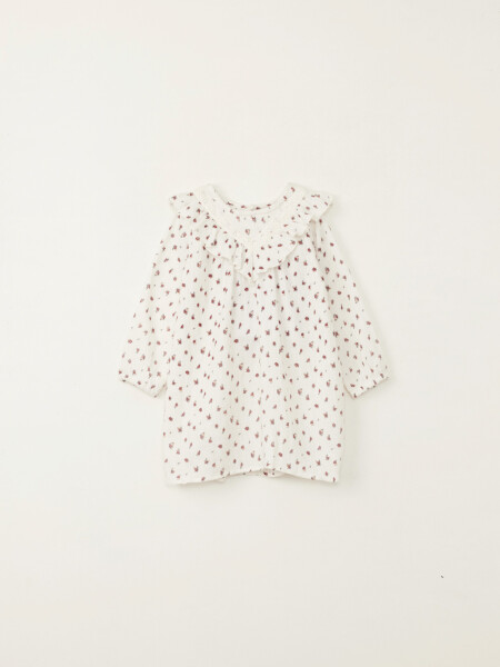 Vestido muselina estampado flores Crudo