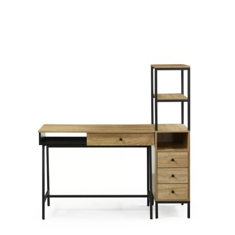 Set de escritorio y estante Santana de MDF madera y negro Set de escritorio y estante Santana de MDF madera y negro