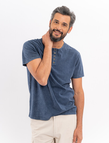 t-shirt m/c estoneada azul