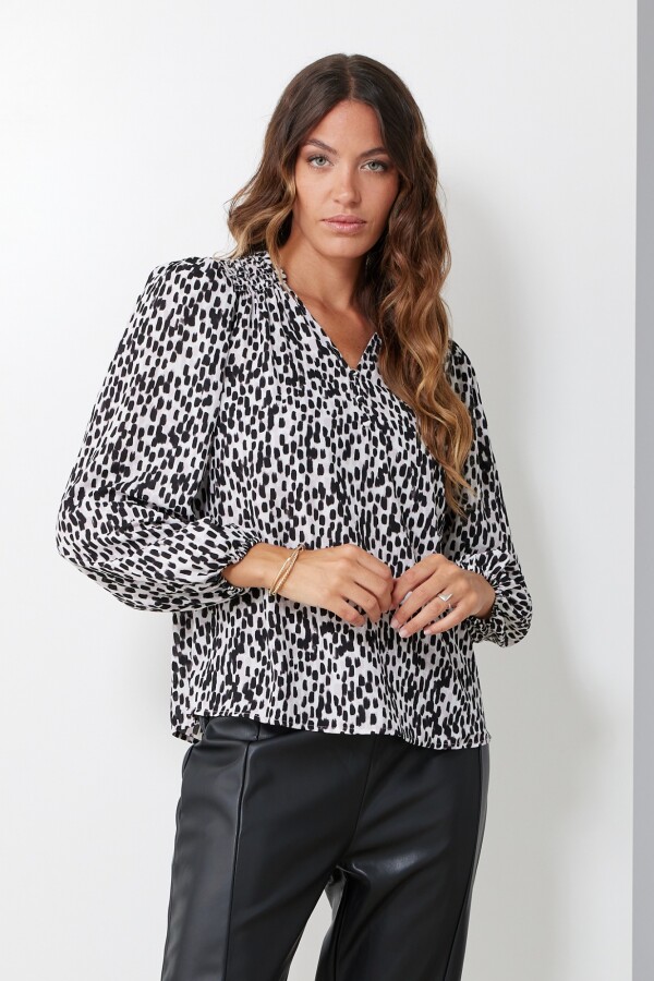 Blusa Gasa Print MULTI/NEGRO