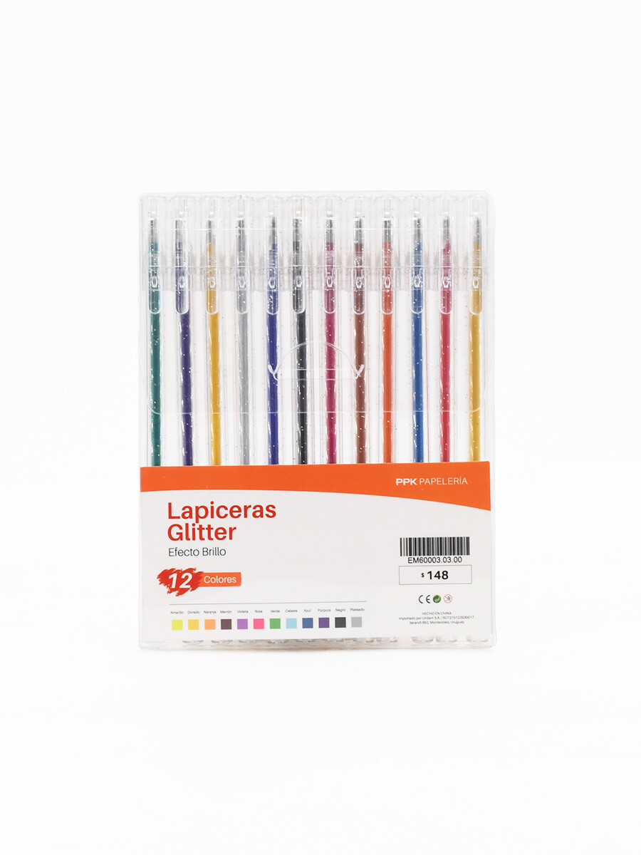 LAPICERAS GLITTER 12 PCS - MULTICOLOR 