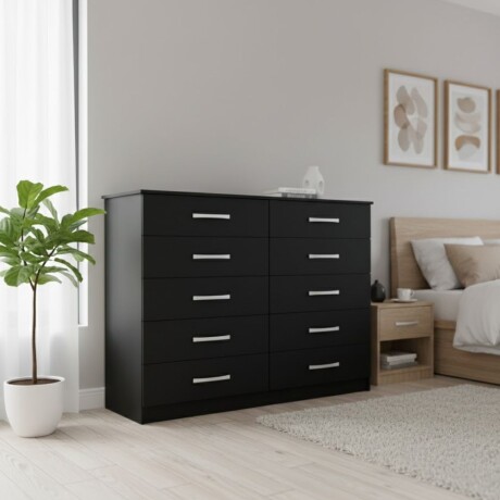 CÓMODA CAJONERA GUARDARROPA 10 CAJONES NEGRO