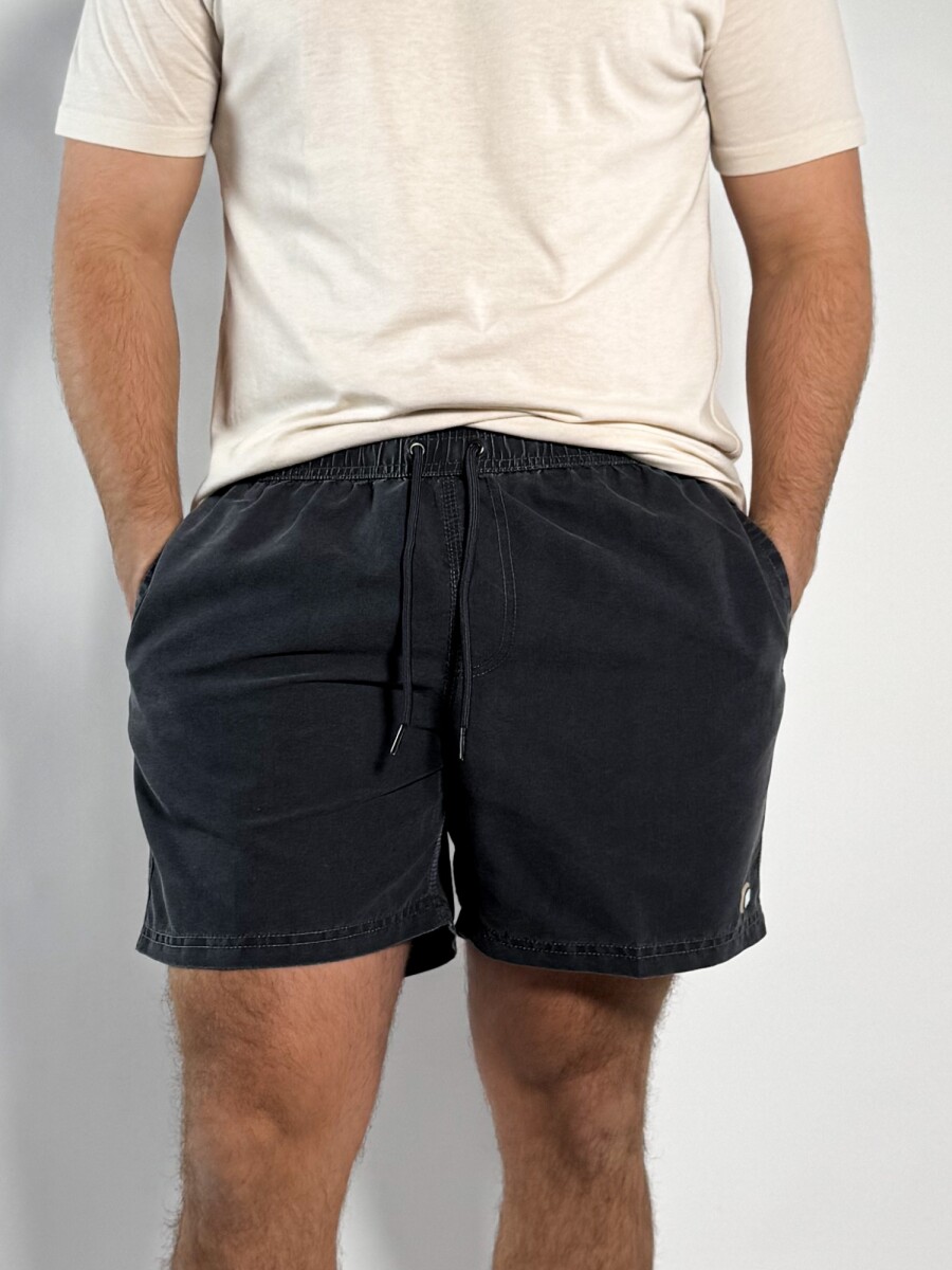 Short de baño liso Acid Wash Avici - Negro 