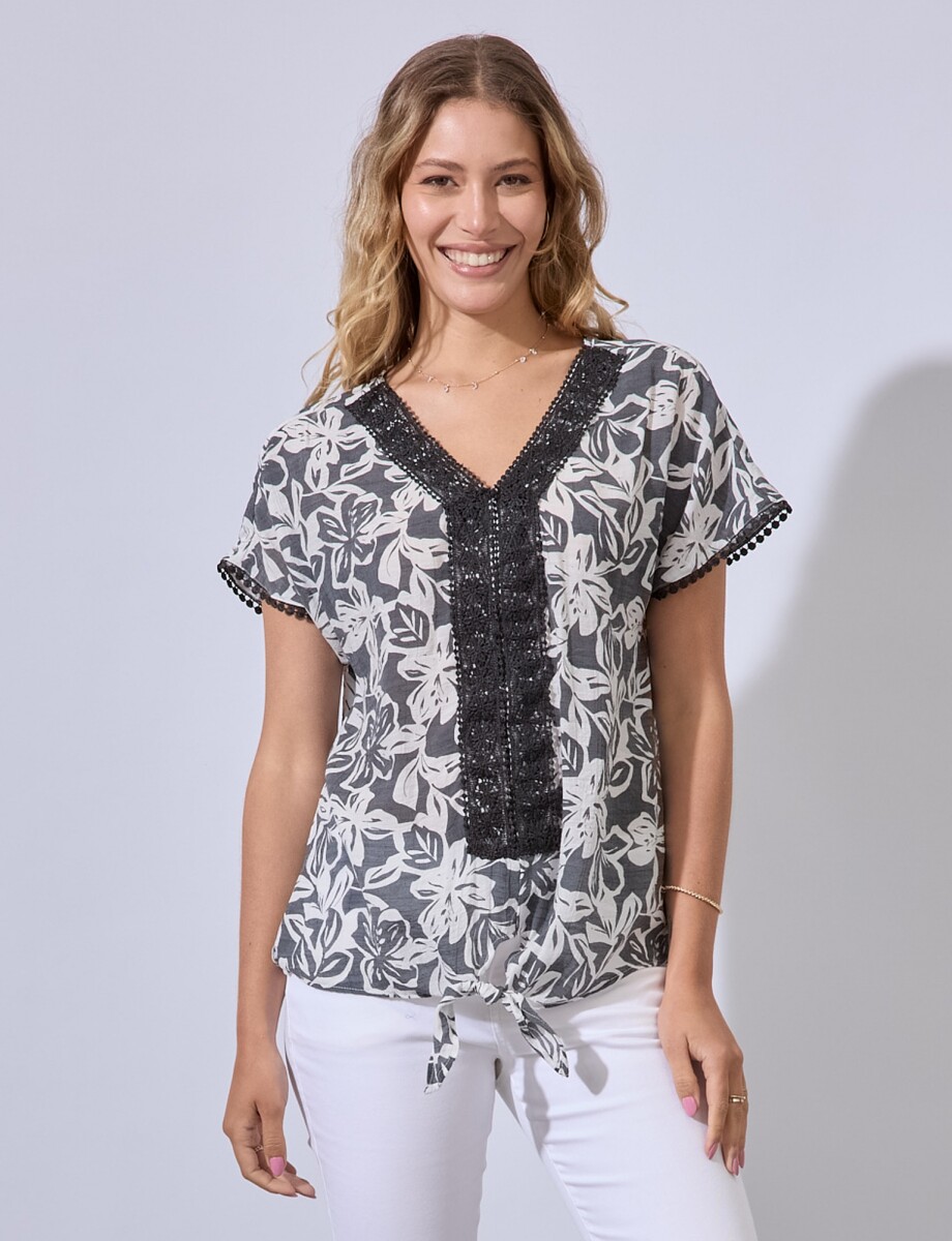 Blusa Broderie - Gris/multi 