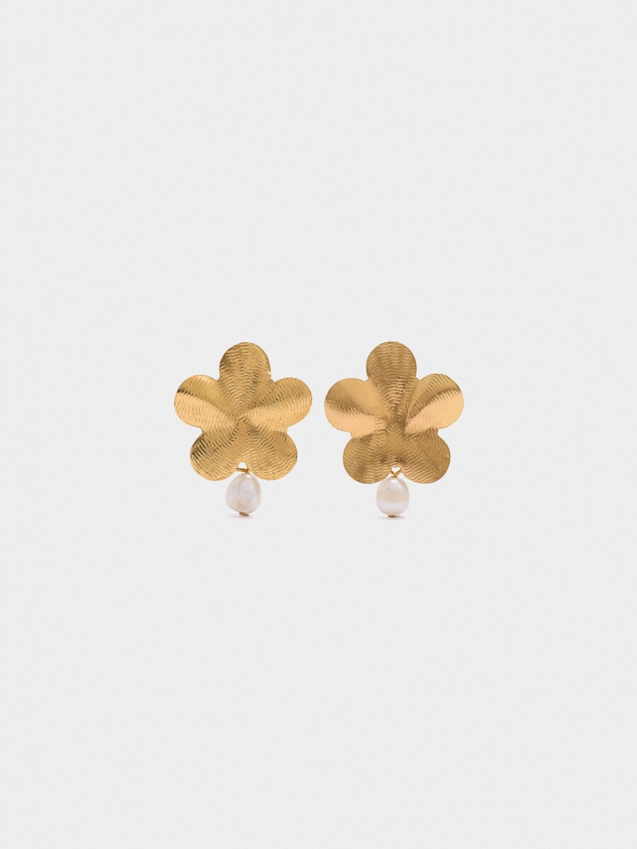 Pendientes De Flor Con Perlas dorado