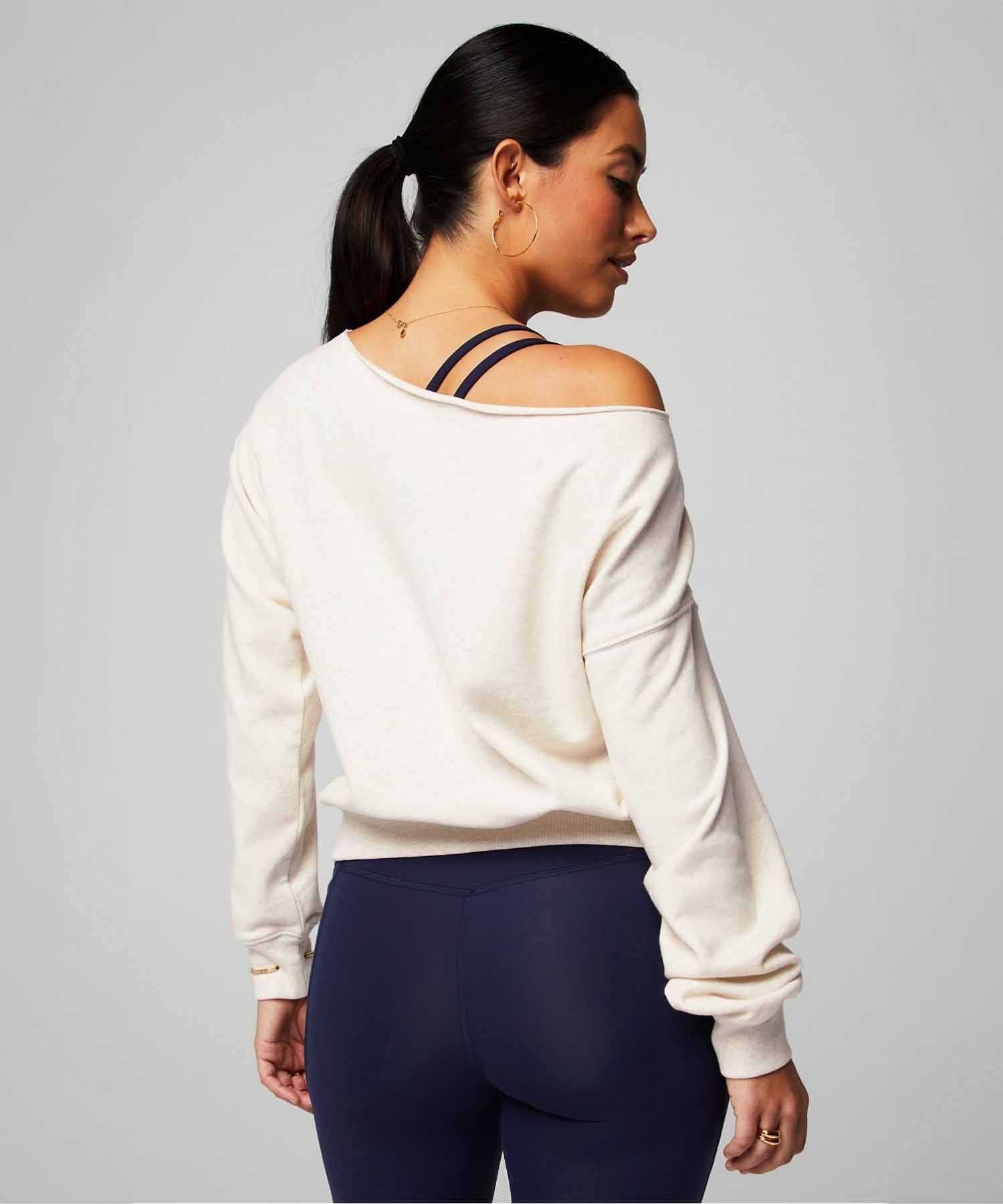 Polera Year Round Terry Off Shoulder Sweatshirt Mujer Bone Heather