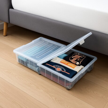 Caja organizadora con ruedas 45lt TRANSPARENTE