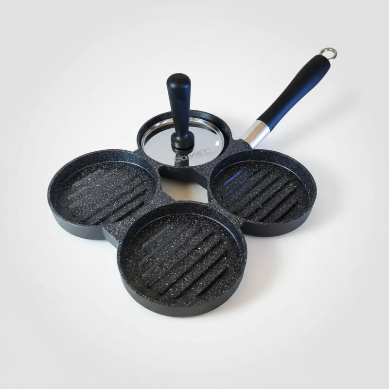 Sartén para hamburguesas Comet 4 moldes Negro