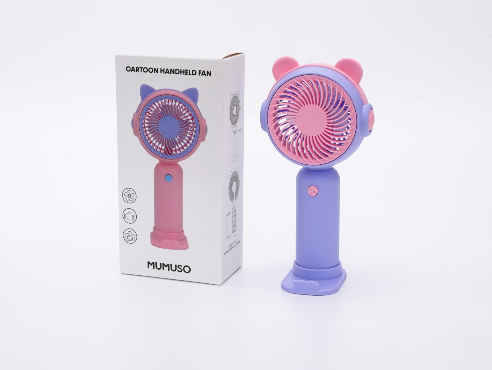 VENTILADOR DE MANO CARICATURA (PÚRPURA) 