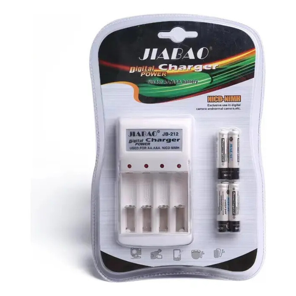 Cargador De Pilas Baterias + 4 Pilas AA Recargables Cargador De Pilas Baterias + 4 Pilas AA Recargables