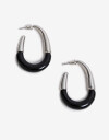 Aros Argollas Resina Aros Argolla De Resina Y Metal - Negro