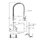 GRIFERIA GRIFO COCINA PARED BIMANDO BRILLO CROMO PULL DOWN CROMO