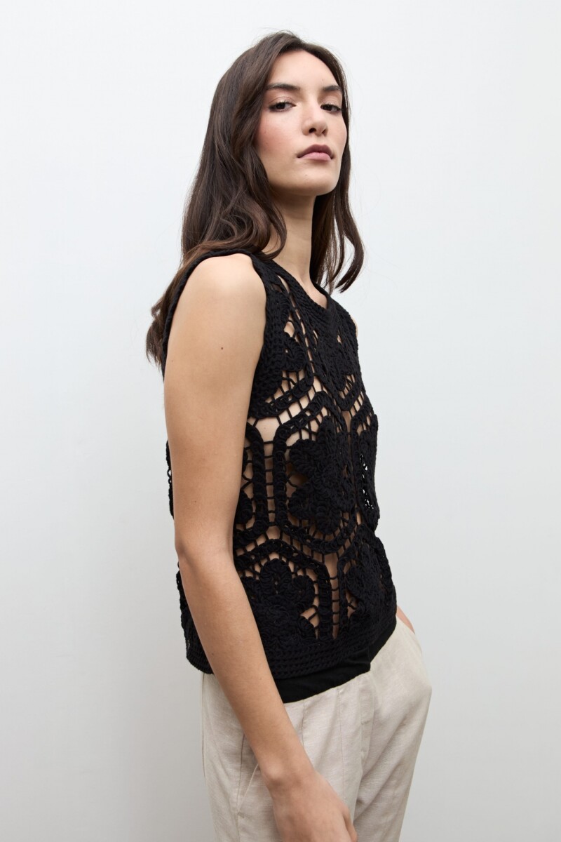 Top tejido crochet negro