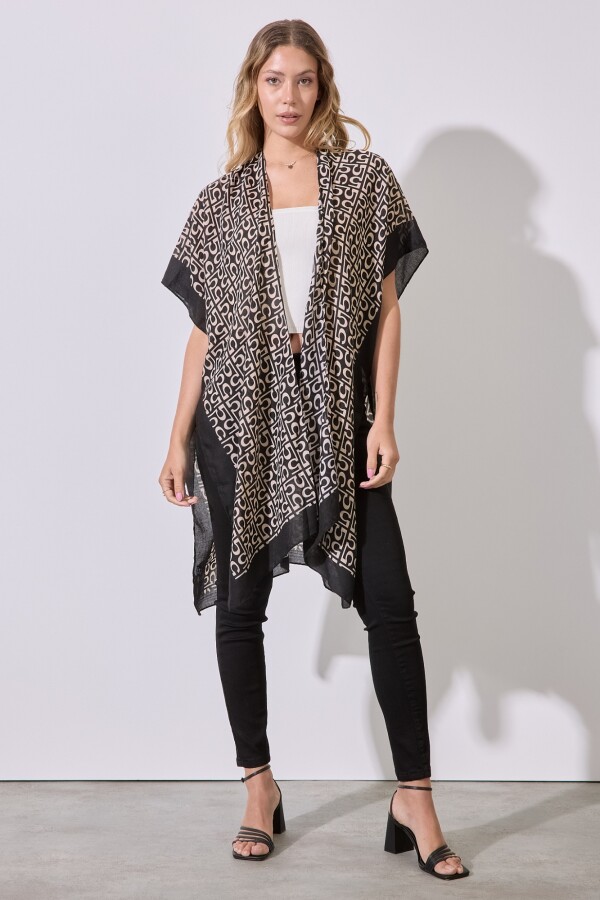 Kimono Printed NEGRO/BEIGE