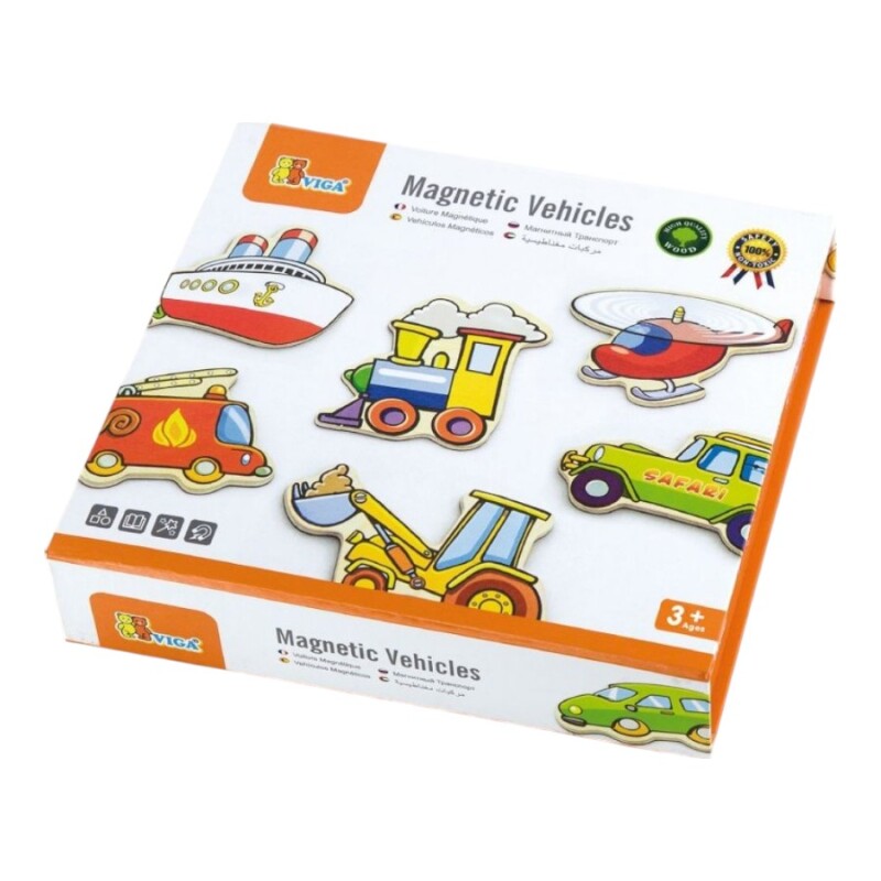 Set Vehículos Magnéticos Madera Viga Set Vehículos Magnéticos Madera Viga