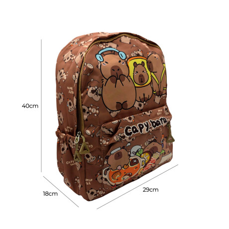 Mochila Infantil Niño Capibara Carpincho Escolar 40cm Marron
