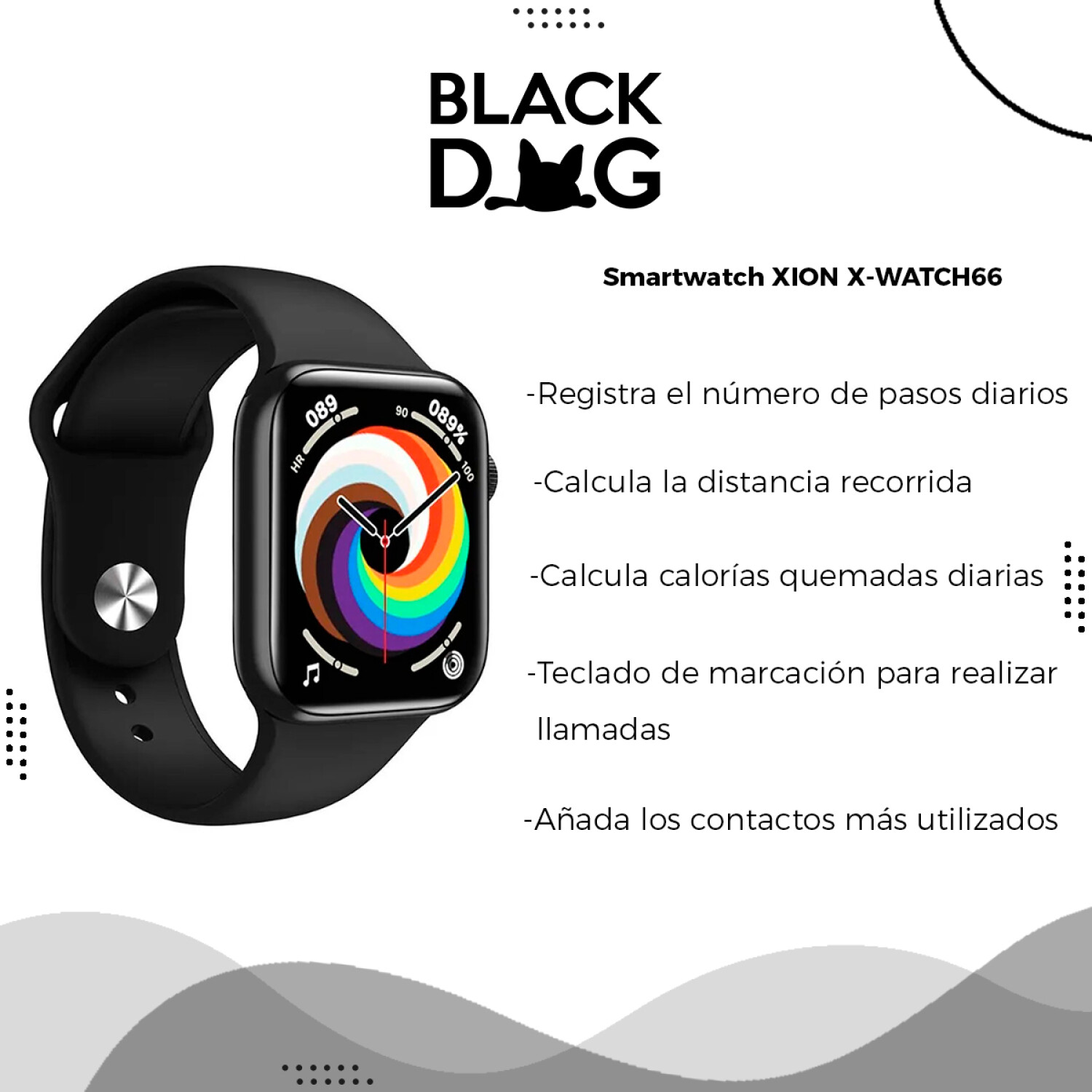 Smartwatch Xion Xi-watch66 (1,83 Pulgadas) + Reloj - Negro