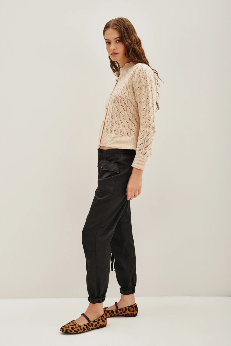 Pantalon Cargo Satin Negro