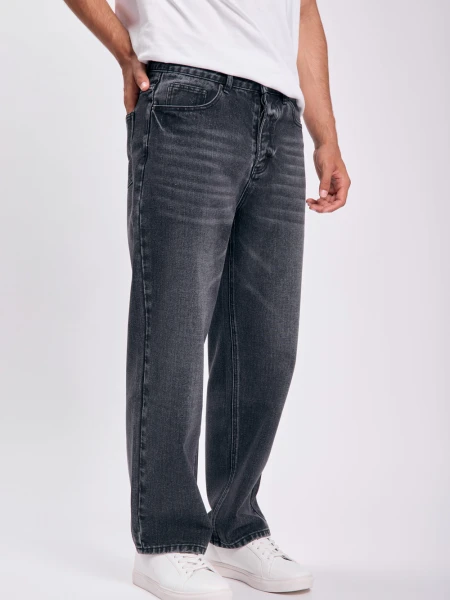 Pantalón jean ancho Gris Oscuro
