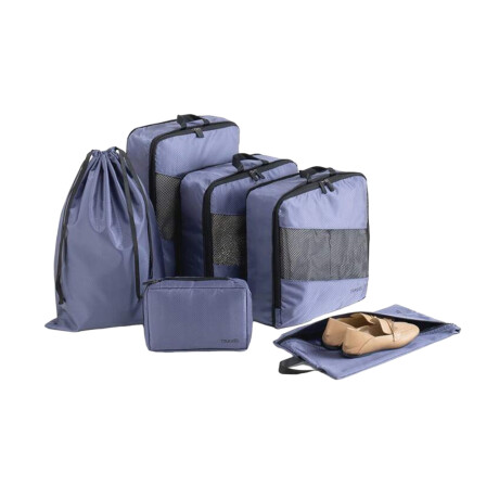 Set de 6 organizadores de ropa para viaje Azul
